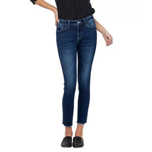Vervet Amber Mid Rise Crop Skinny Jeans sz 22 Raw Hem Dark Blue New
